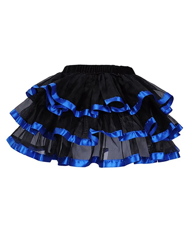 Nederdel til kvinder plus size tyl voksen tutu mini dans faldas saias femininas plisseret midi kostume korset rød pink blå rød hvid: Xl / Blå