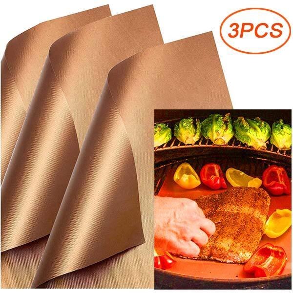 Återanvändbar non-stick bbq grillmatta pad värmebeständigt bakplåt koppar grillmatta pad utomhus picknick matlagningsverktyg