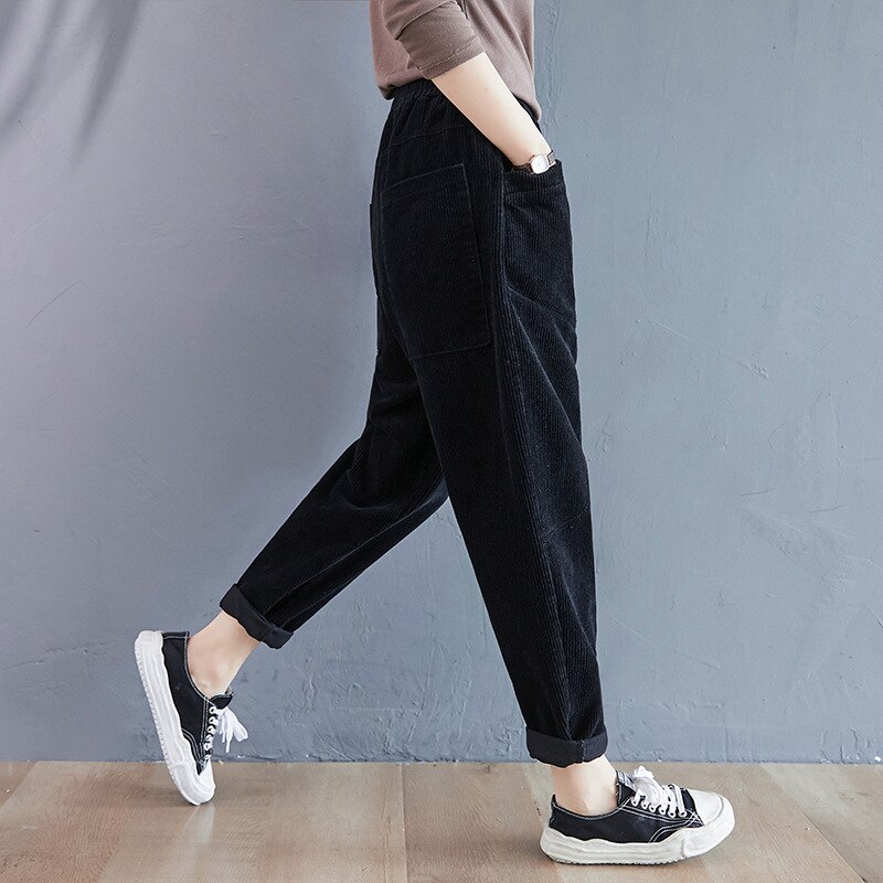 Herfst Winter Vrouwen Sport Broek Losse Fleece Harem Sweatpant Running Jogger Fitness Gym Athletic Casual Broek Broek Activewear: black / XL