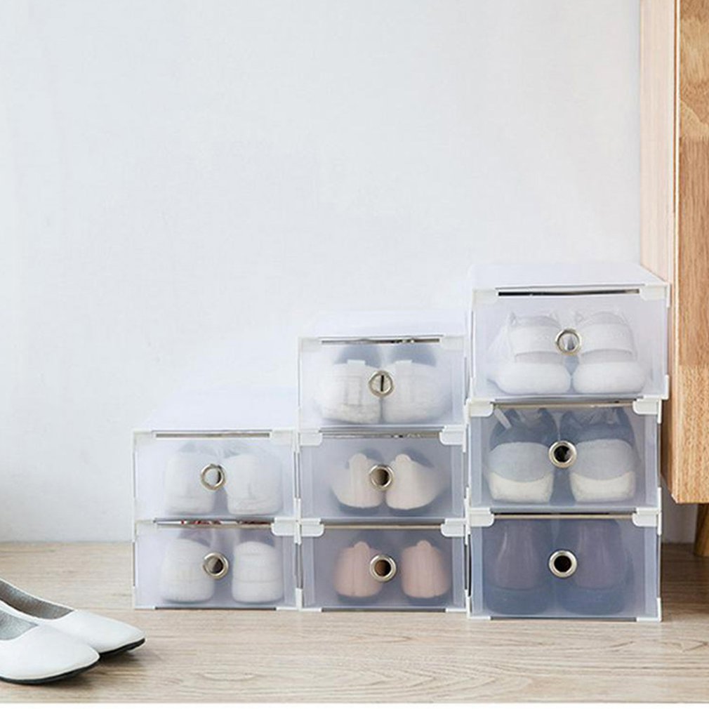Simple Shoe Box White Thick Plastic Transparent Storage Box Drawer Shoe Box Free Combination Storage Box