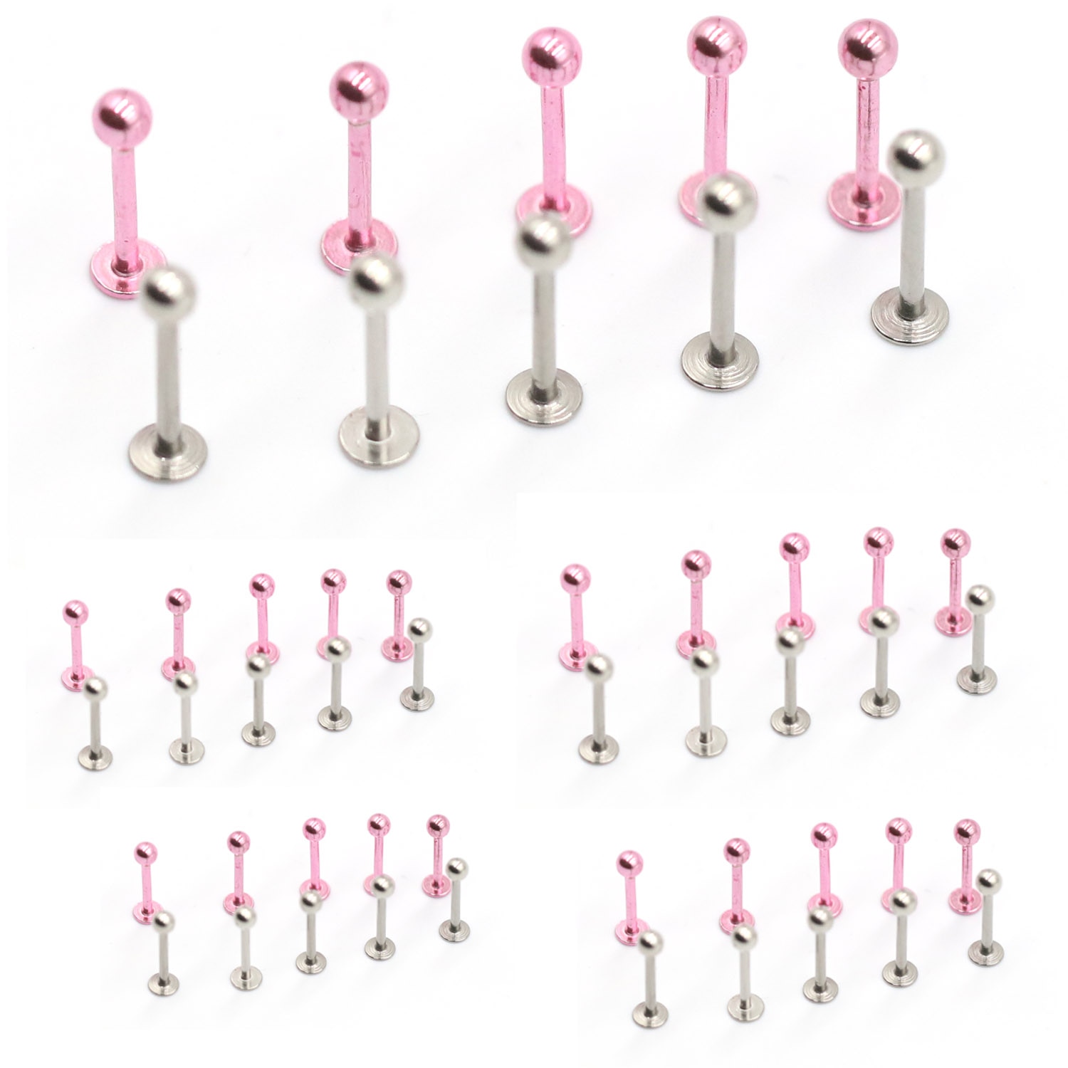 5Pcs/lot ragus Helix Bar 3mm Ball Stainless Steel Labret Lip Bar Rings Stud Cartilage Ear Piercing Body Jewelry