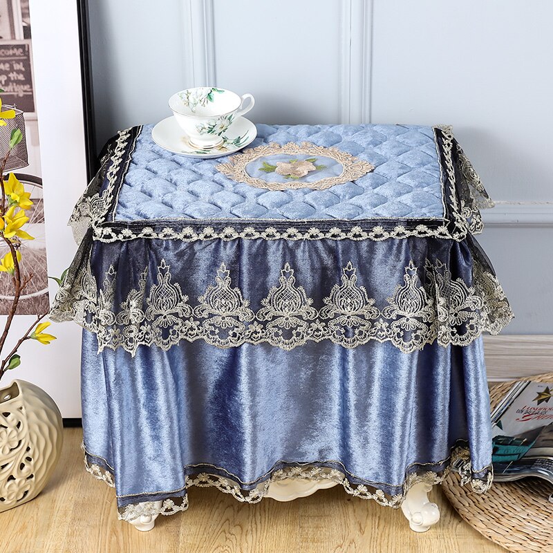 Flannel bedside table cover cloth European style lace bedroom fabric small table cloth bedside table cover square towel Luxury: Style 3