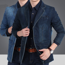 ICPANS Autumn Winter Blazer Men Cotton Denim Smart Casual Men Jacket Slim Fit Suits Brand Clothing Plus Size M-XXXL Clothes