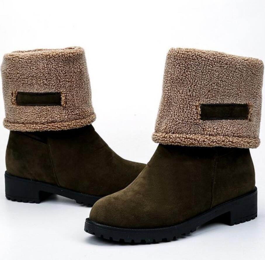 Kvinder sko vinter varme kvindelige støvler ruskind kvinder støvletter britisk retro trend kvinder nøgne sne støvler botas de mujer