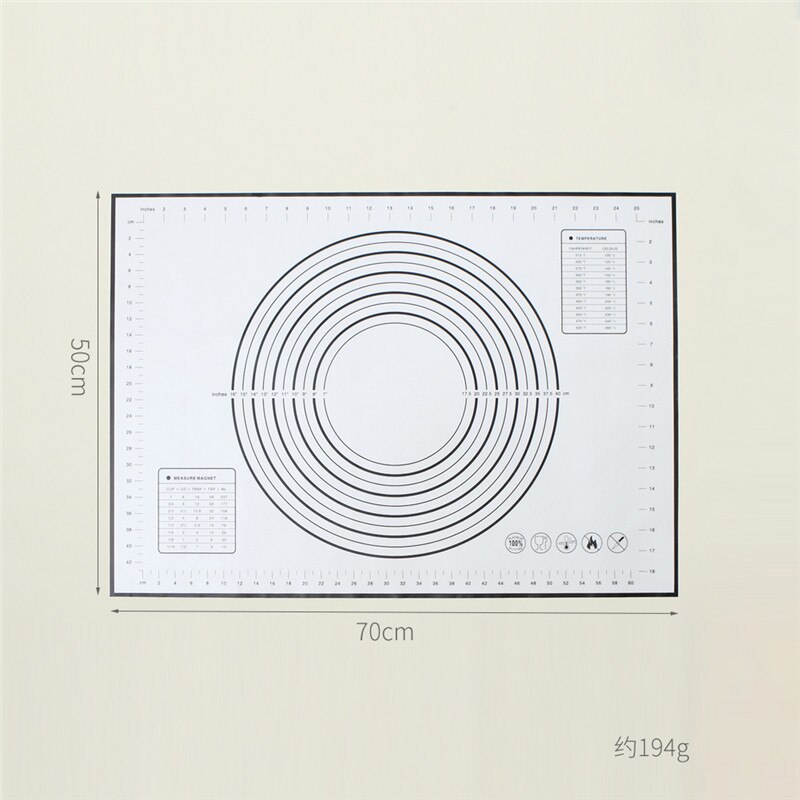 70*70cm Silicone Baking Mat Thicken Cake Silicone Mat Oven Pizza Pastry Mat Rolling Dough Board Non-Stick Mat Cake Baking Tools: Black-50x70cm
