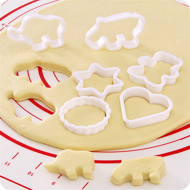 6 Pc Plastic Cookie Suiker Ambachten Mold Cartoon Dier Taart Vormen Cookie Cutter Stempel Ananas Cake Keuken Bakvorm Gereedschap