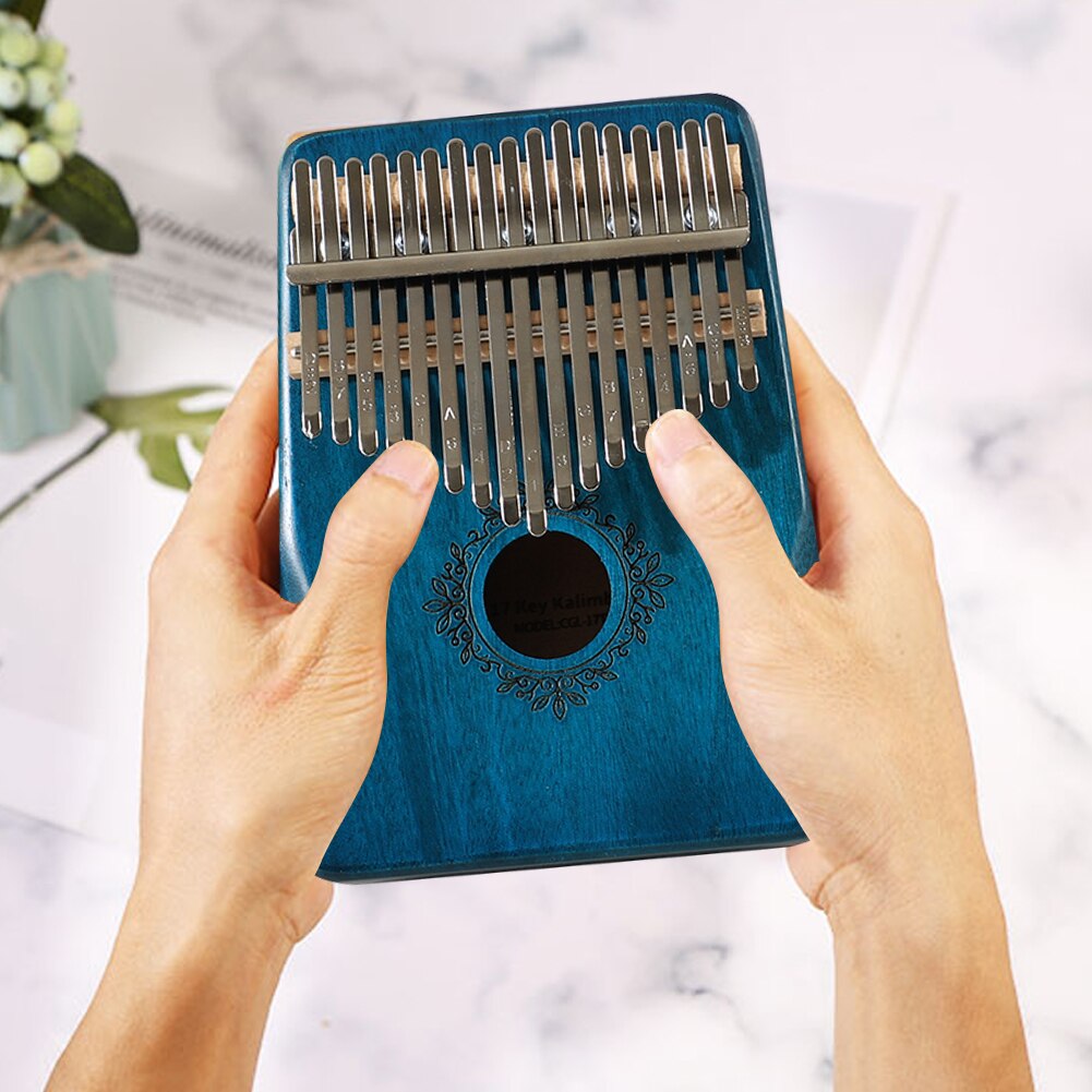 Instrumento Musical de percusión de 17 teclas, Kalimba de madera de caoba, Piano de dedo pulgar, música portátil ligera