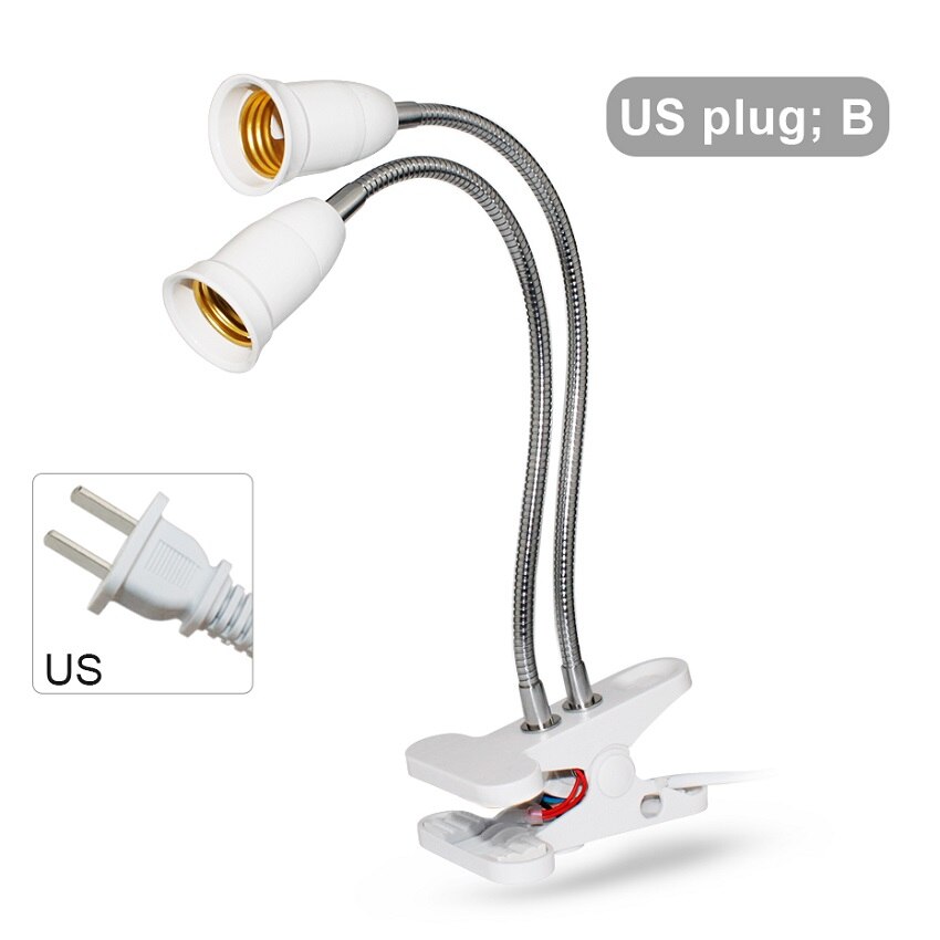360 graden flexibele lamphouderclip met aan-uitschakelaar eu/us-stekker voor  e27 led kweeklampen, planten, bloemen, bureaukweeklampen: Ons plug b