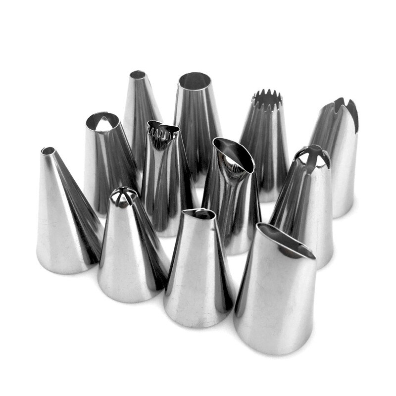 12Pcs Cake Decorating Rvs Icing Piping Nozzles Pastry Tips Set Cake Bakvorm Gereedschap Keuken Accessoires Verschillende