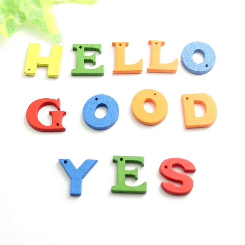 100pcs/pack Learning Wood Wooden Letter Alphabet Word Free Standing Scrapbooking Carft For Decoration Random