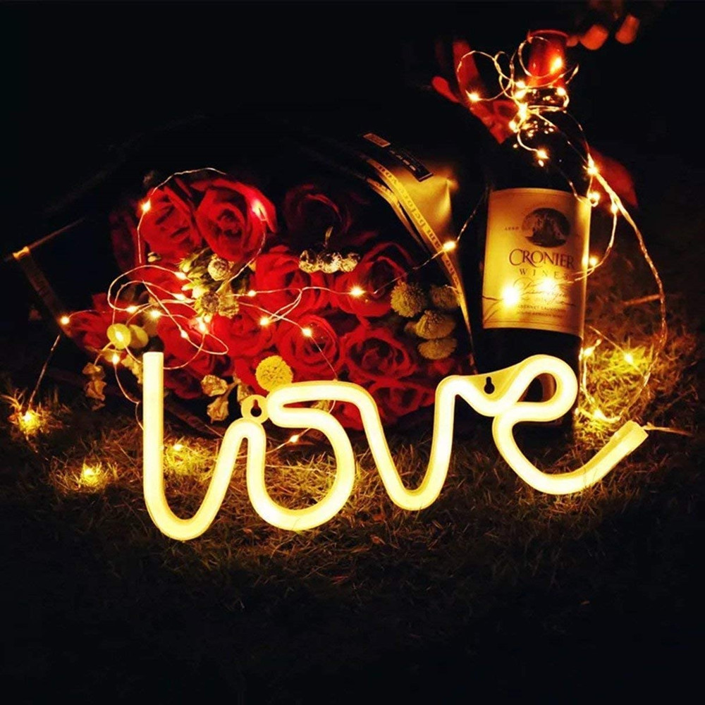 Kærlighed neonskilte lys førte neon natlys lamper usb batteridrevet kunstvæg dekorativt til hjem bryllup soveværelse jul