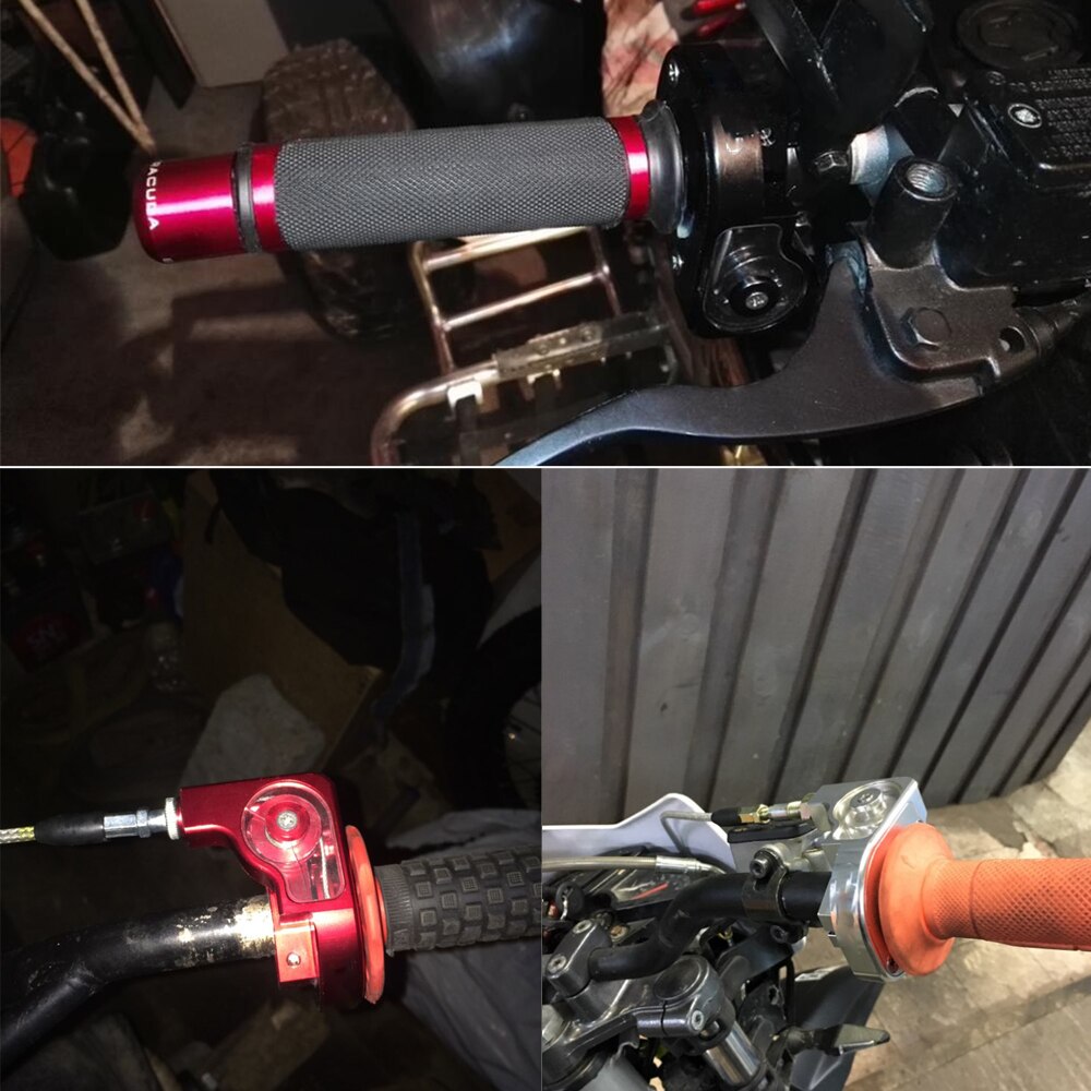 ZSDTRP Universal 7/8" Motorcycle Throttle Twist Grips + Cable 22mm CNC Aluminum Grip Accelerator Moped Scooter Dirt Bike