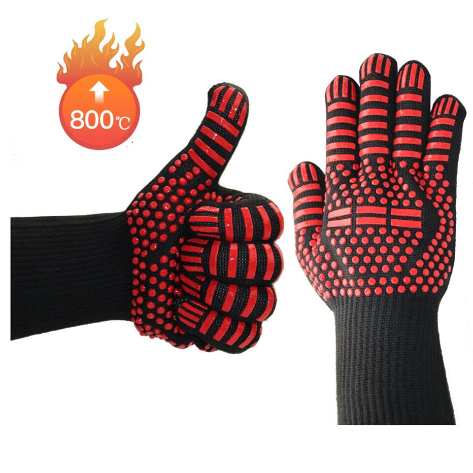 Guante para barbacoa, guantes resistentes al calor de silicona gruesa para cocinar y cocinar barbacoa, Guantes para horno y barbacoa, guantes para lavar platos y cocina