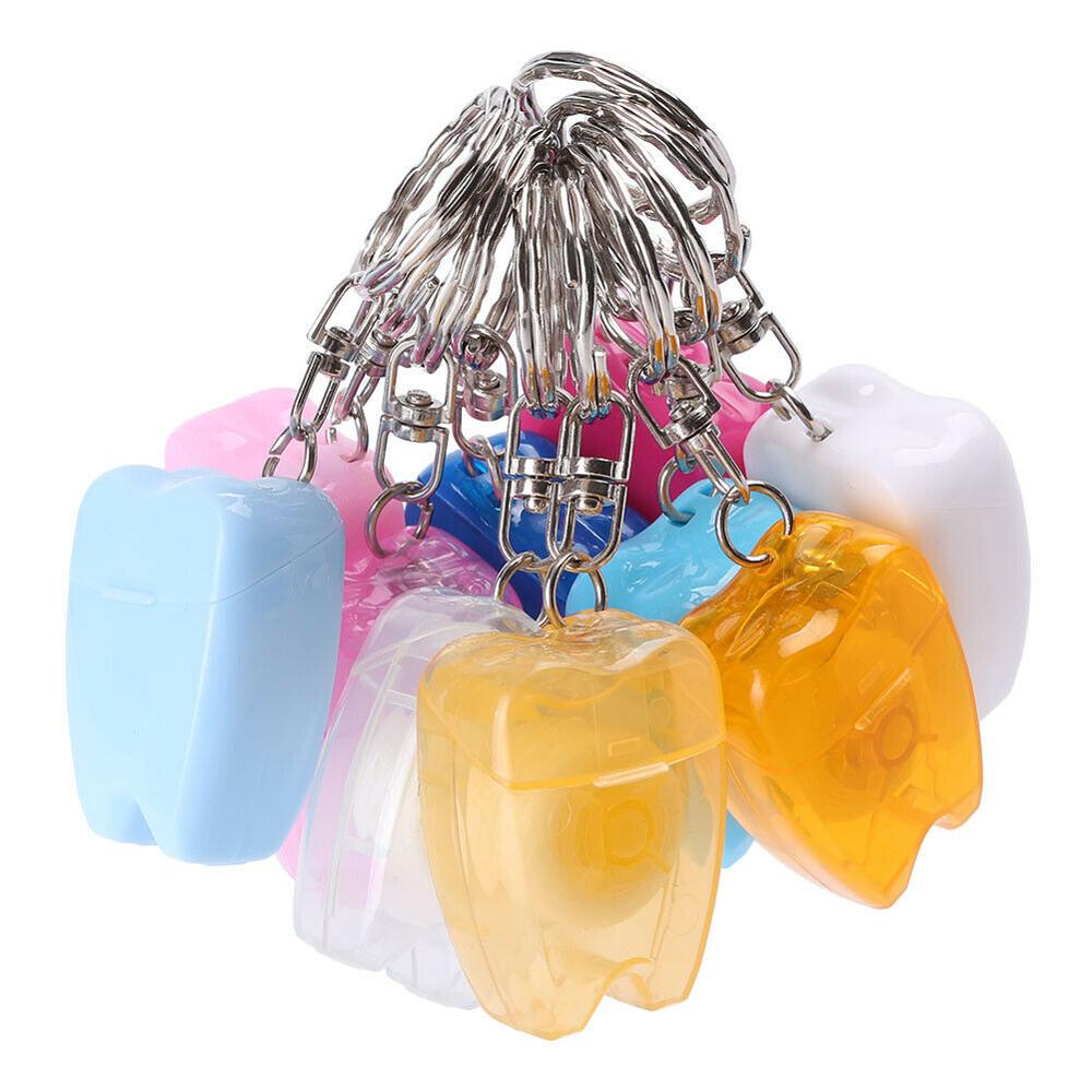 50 Stuks Draagbare Tandheelkundige Waxed Floss Met Sleutelhanger Voor Gum Tanden Cleaning Oral Care 15Meter Lange