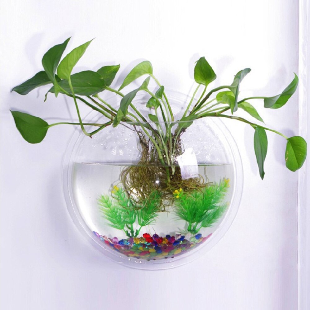 1pc Fish Tank Hanging Wall Mounted Acrylic Fish Tank Aquarium Supplies Ornament for Office Hotel