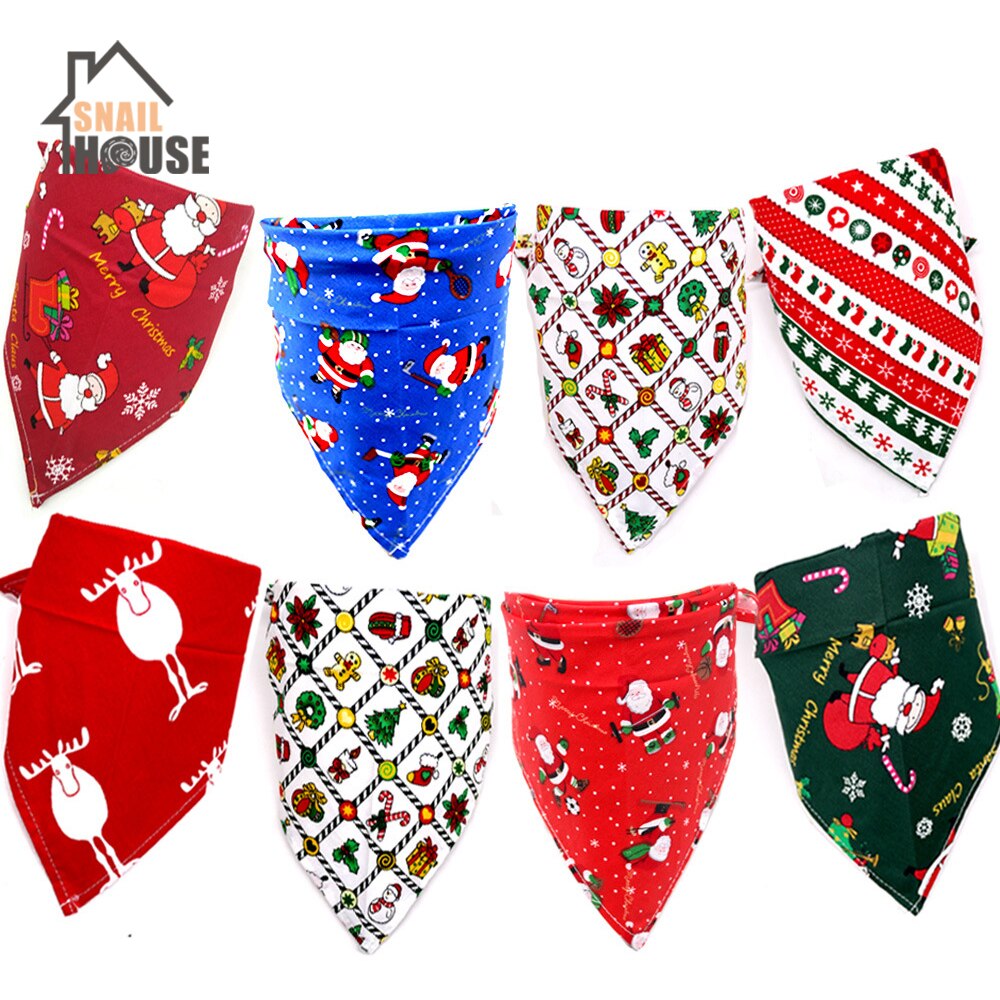 Slakkenhuis huisdier kat hond bandana slabbetjes kerst bedrukte sjaal halsband huisdier halsdoek kat puppy speeksel handdoek honden driehoekige handdoek