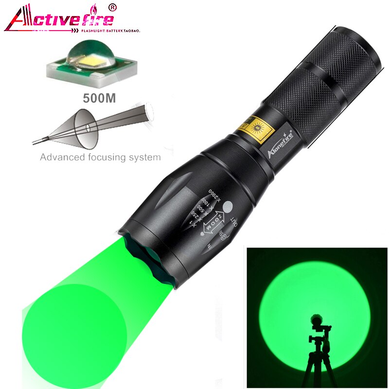 Strong light green outdoor flashlight retractable focusing flashlight A100 E17 green light flashlight CREE XP-E R5 LED