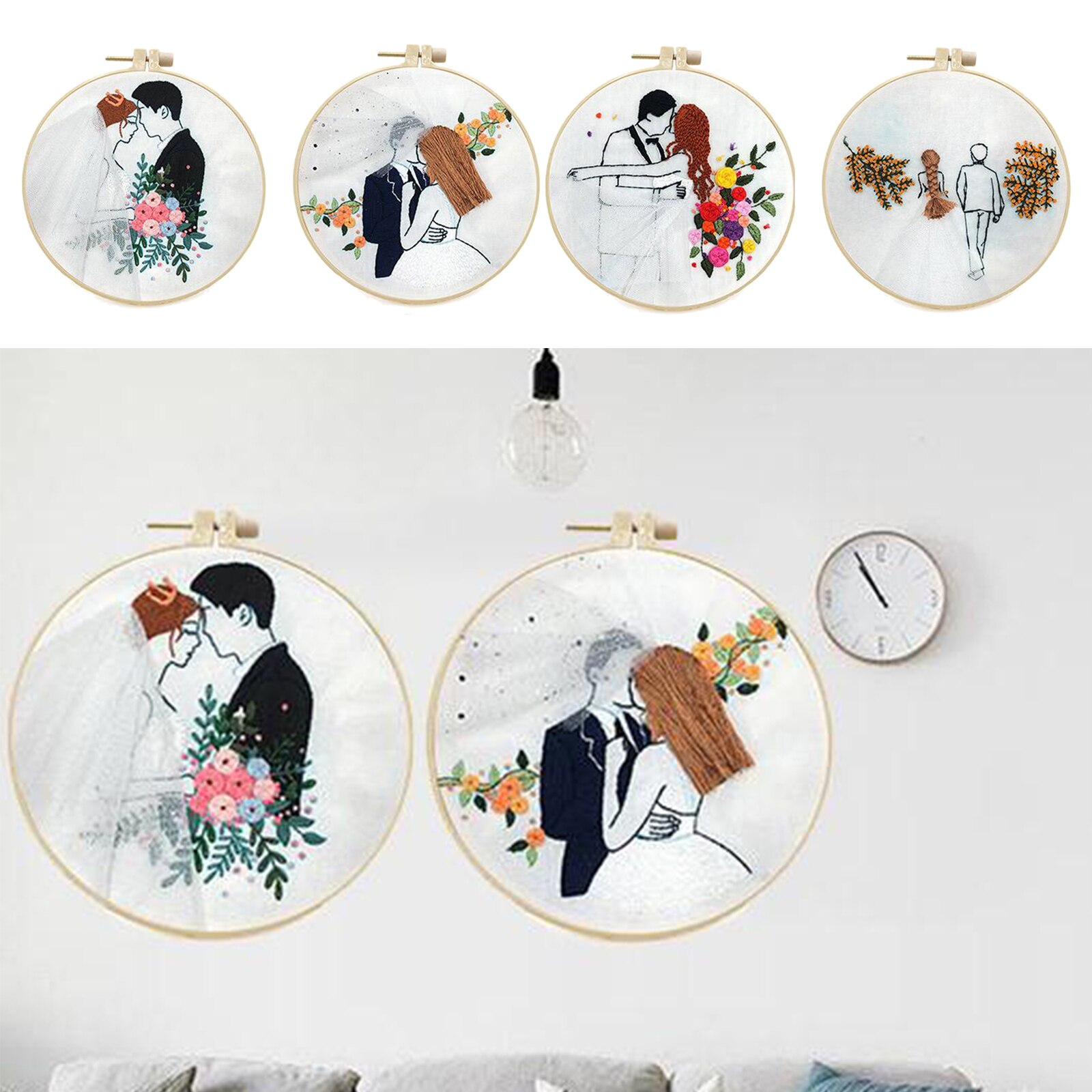 1 Set Embrodiery Starter Kits Soft Yarn Valentine's Day Decoration 20cm