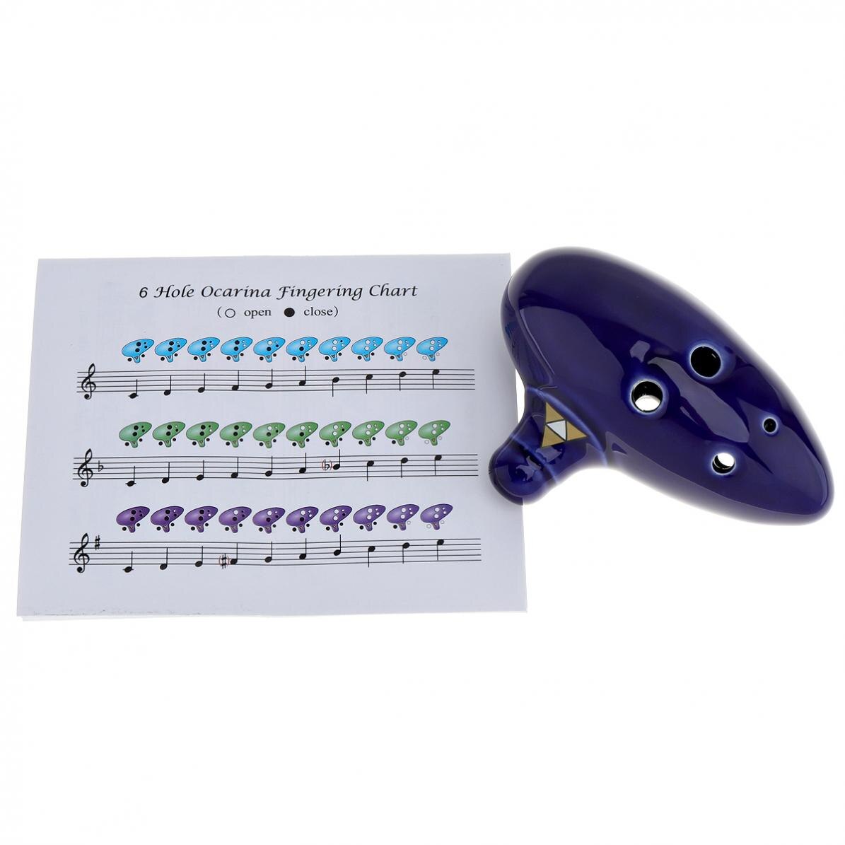 6 Gaten Ocarina Keramische Alto Tonec Fluit Blauw Instrument Comfort Aan De Vingers