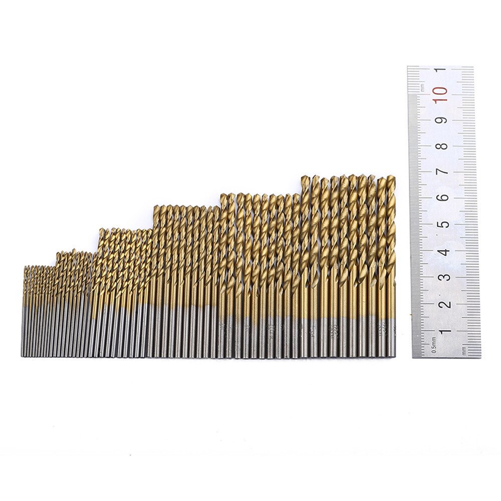 50Pcs HSS Titanium Coated Drill Bits High Speed Steel Drill Bit Set Power Drilling Tools for Wood 1/1.5/2/2.5/3mm Set Tool #jew