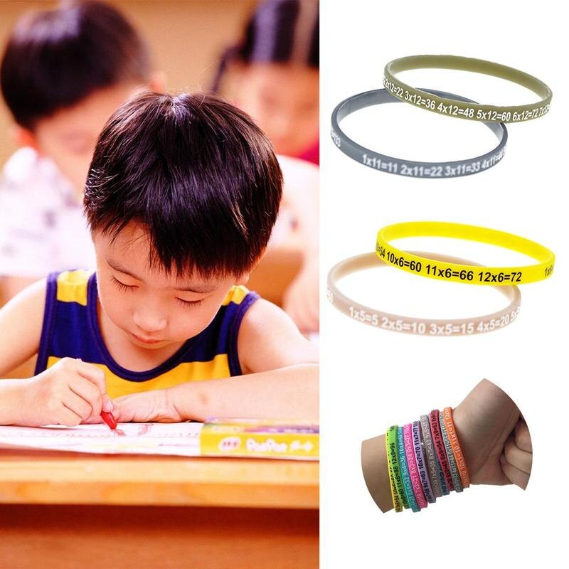 12 Stks/set Vermenigvuldiging Tafels Zachte Siliconen Armband Leren Math Education Polsband Voor Kids Voorschoolse Leermiddelen Math Speelgoed