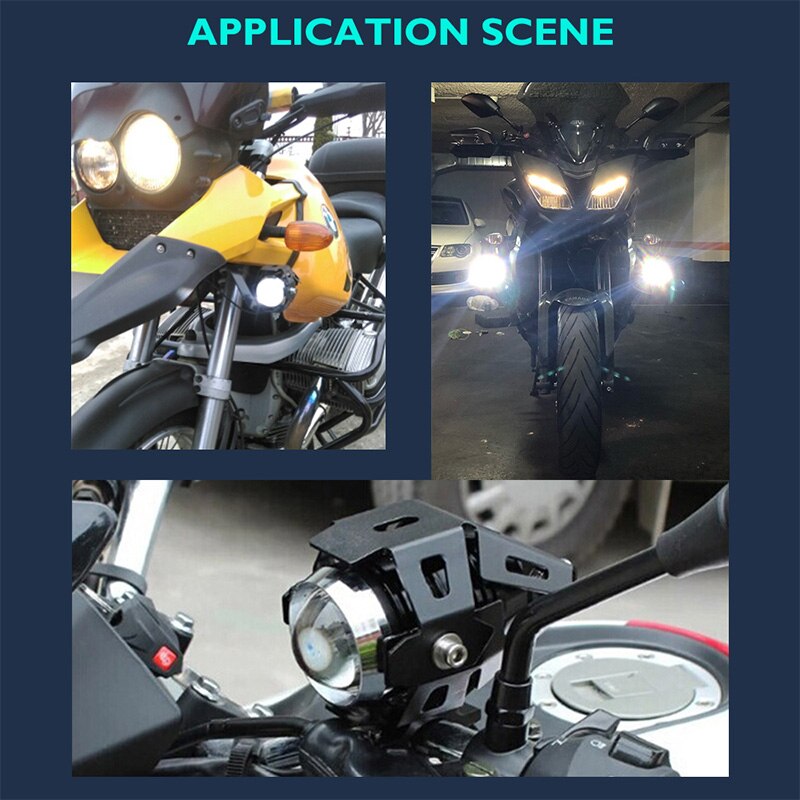 Faros auxiliares blancos para motocicleta, 2 uds., lámpara U5 led para moto, accesorios de foco de 12V para moto DRL, luces delanteras con interruptor