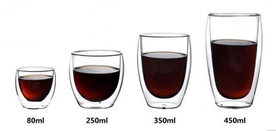 laagste prijs handgemaakte geblazen set van 2 stks koffie thee cup glas double wall koffie kopjes koffie mokken