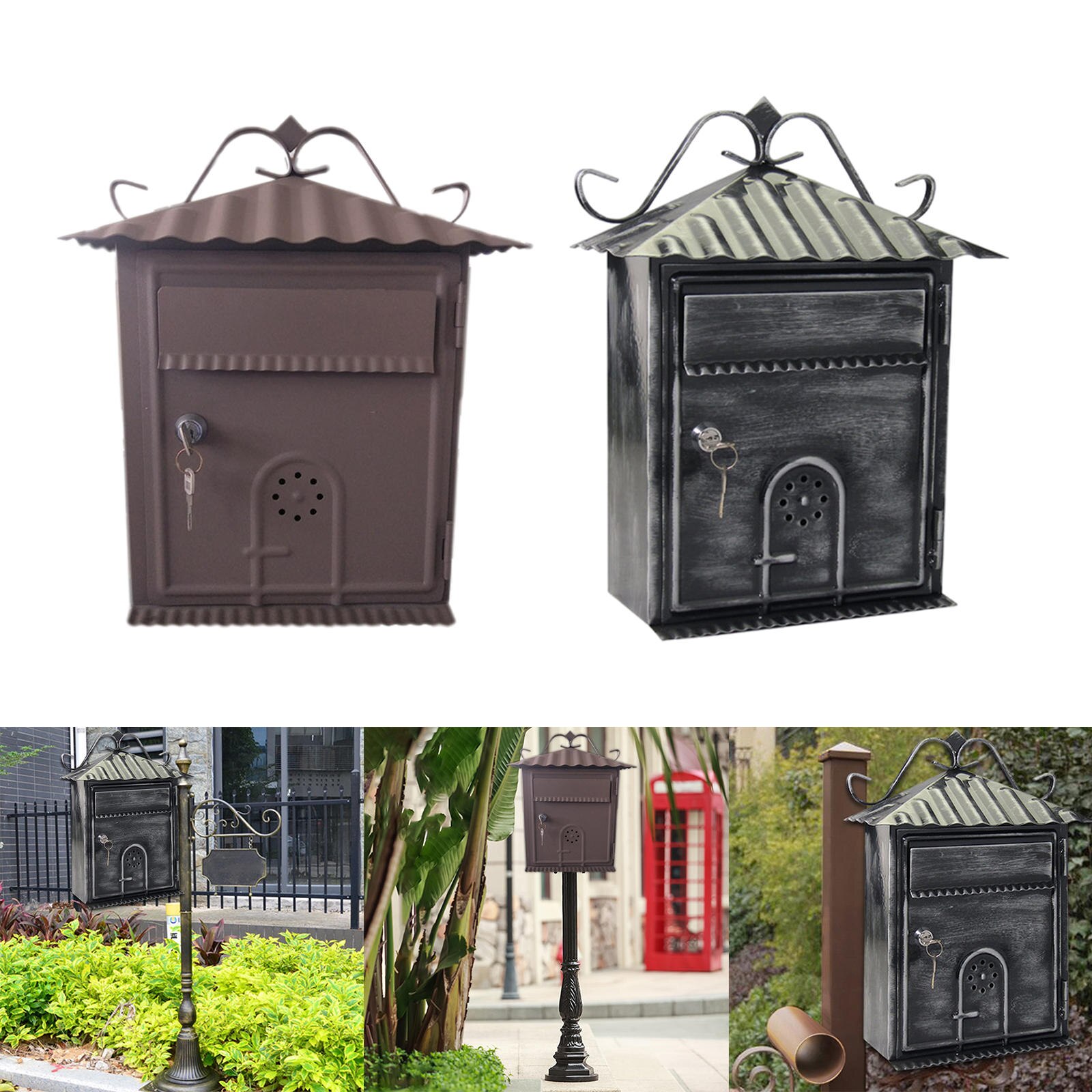 Post Letter Box Mailbox Locking Mail Organizer for Front Porch Office Hallway Post Newspaper Apartment