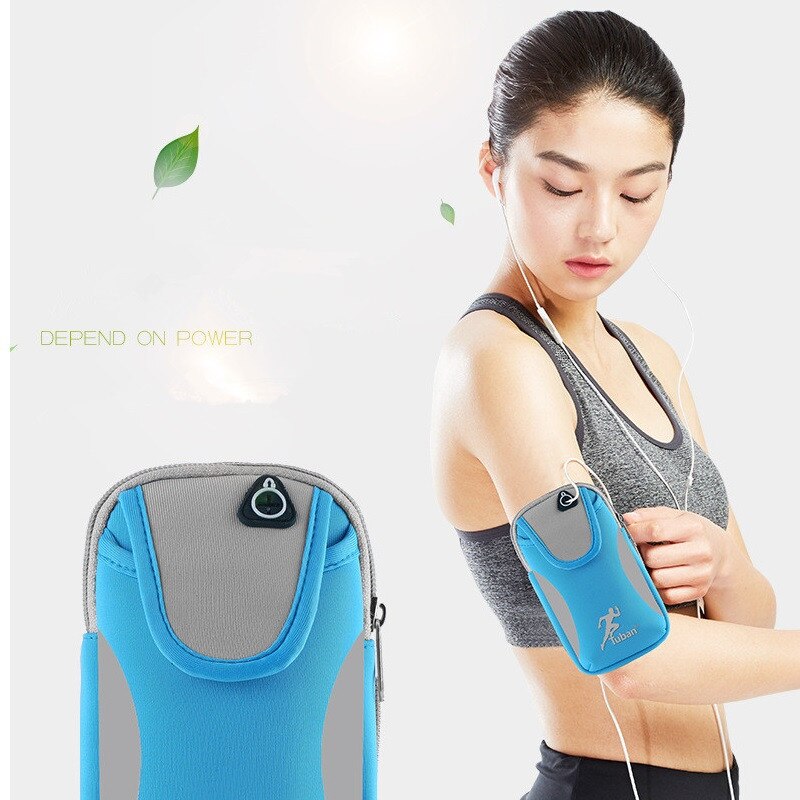 Brazalete para correr, funda para deportes al aire libre, soporte Universal para teléfono móvil, bolsa de brazo para teléfono con orificio para auriculares, correa elástica