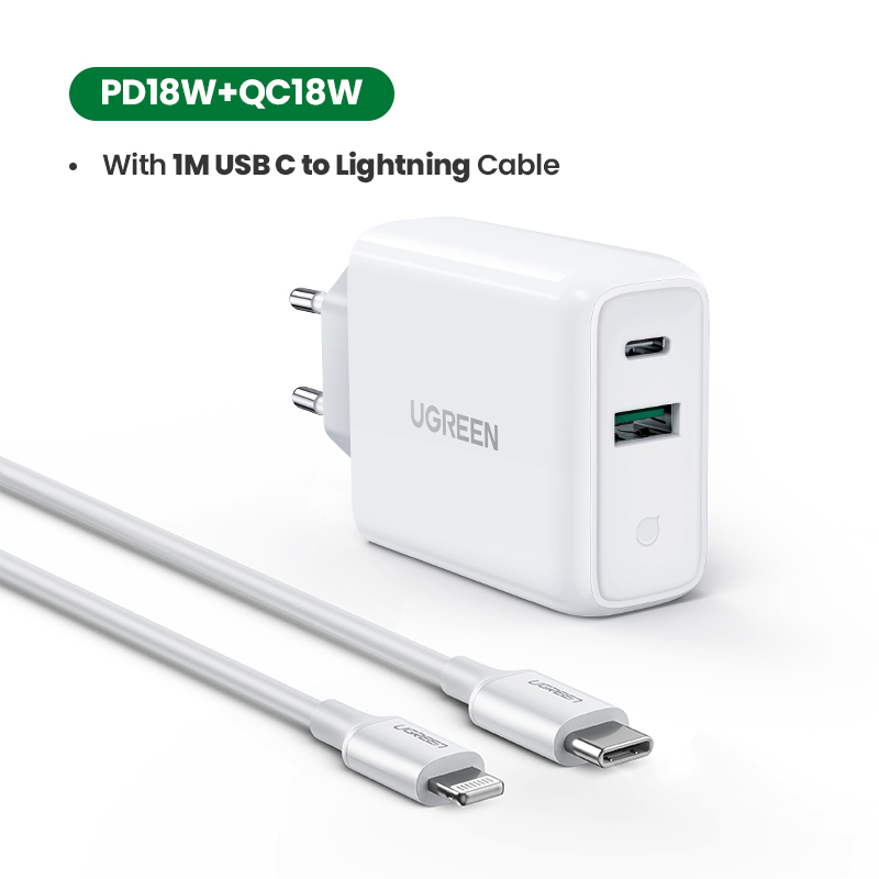 Ugreen 36W caricabatterie rapido USB carica rapida 4.0 3.0 tipo C PD ricarica rapida per iPhone 13 caricatore USB con caricatore per telefono QC 4.0 3.0: Add 1M C-L cavo