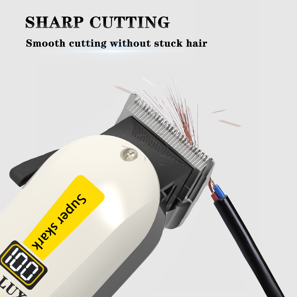 Professionele Kapper Tondeuse Lithiumbatterij USB Oplaadbare Trimmer LCD Display Thuis Mannen Baard Scheerapparaat Haar Snijmachine