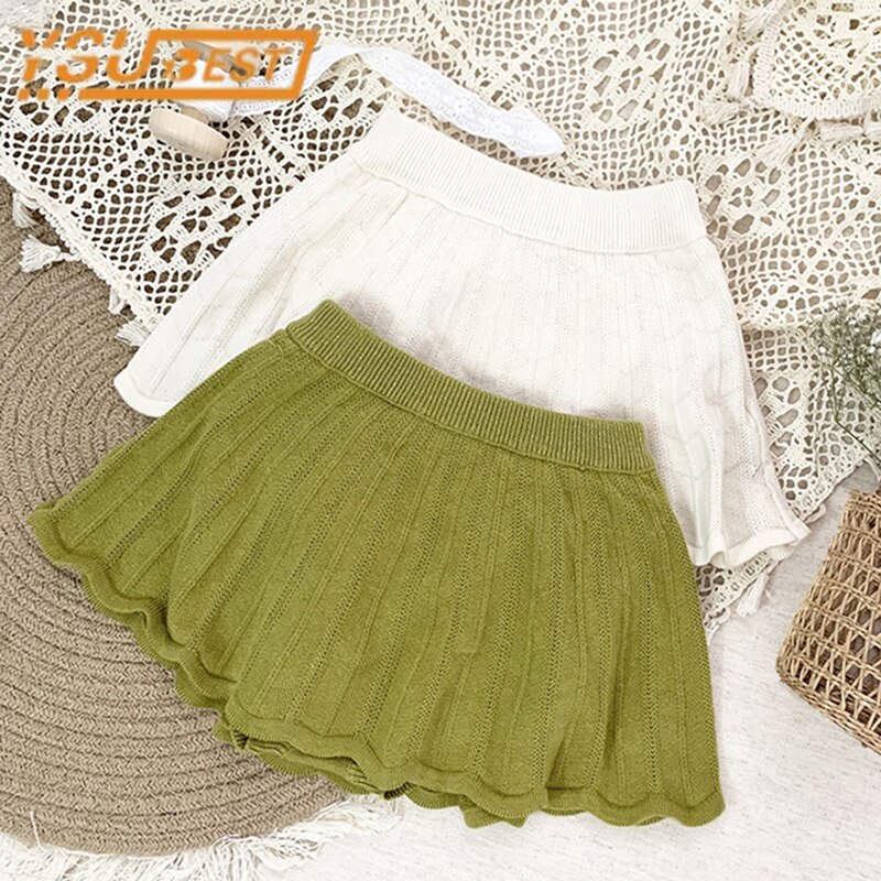 Kind Baby Meisje Zoete Broek Prinses Baby Meisje Broek Kinderen Meisje Pure Kleur Shorts Lente Herfst Gebreide Broek Rok