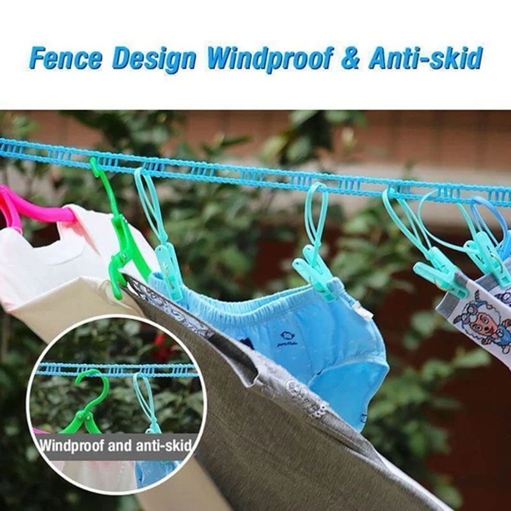 Cuerda de nailon para colgar ropa, cuerda de secado a prueba de viento, perchas de plástico antideslizantes 3 M, tendedero, línea de lavado d2
