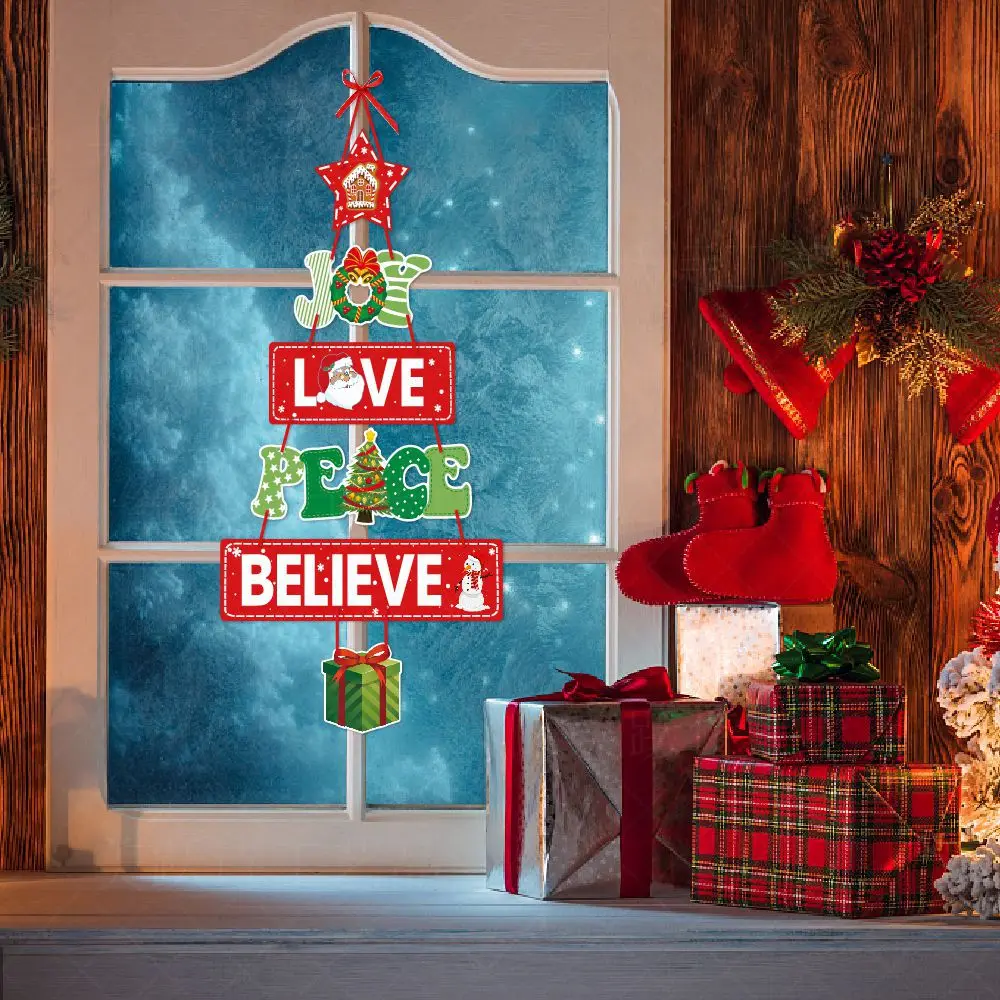 2024 Kerst Deurhanger Nieuwjaarsfeest Hangers Kerstman Sneeuwpop Elanden Papieren Banner Vrolijke Kerstdecoratie voor thuis