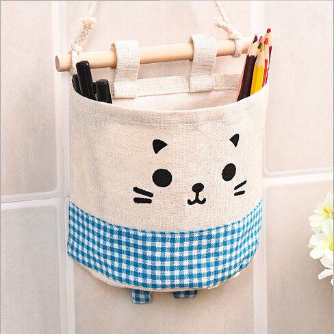 Cartoon Muur Deur Kast Opknoping Storage Bag Organizer Muur Opknoping Deur Tijdschrift Opslag Pocket Closet Organizer Opslag Plank: Blauw