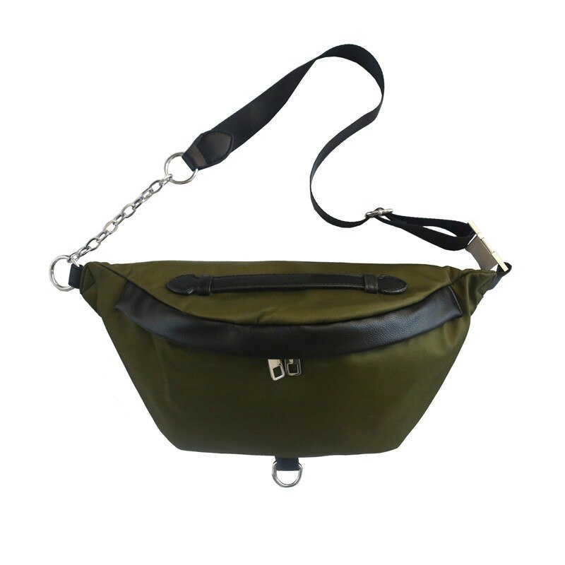 Nylon Leopard fanny Pack Reißverschluss Kette Gürtel Tasche für Frauen 2022 Neue Weibliche Brust Packungen Crossbody Mädchen Schulter Taille taschen: Grün