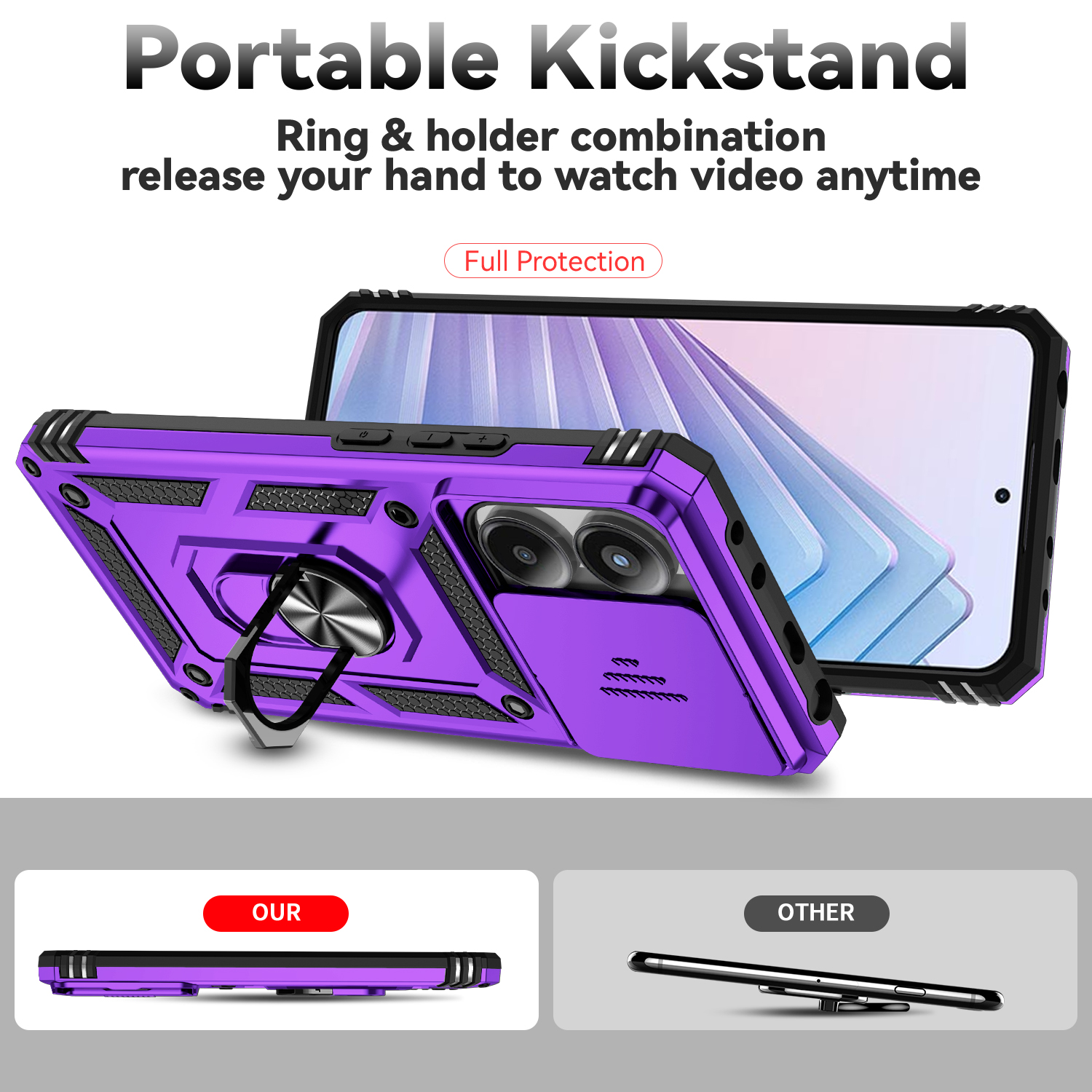 For Redmi Note 14 13 5G 4G Poco X7 Pro Note 13 Pro 5G 4G Case Ring Stand Slide Camera Lens Armor Funda for Xiaomi 14T Pro Cover