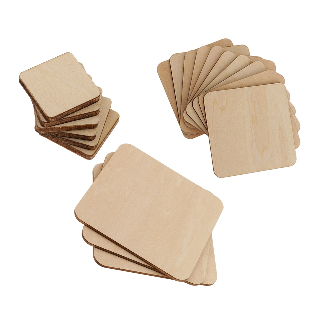43 stykker firkantet mdf uferdig treverk stykker blank plakett for diy håndverk modellbygning gravering maleri 20/60/100mm