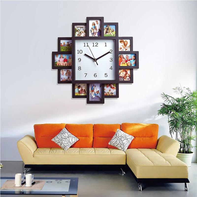 14 Inch Photo Frame Clock Metal Photo Frame Wall Clock Color Paint Aluminum Frame Clock Without Battery