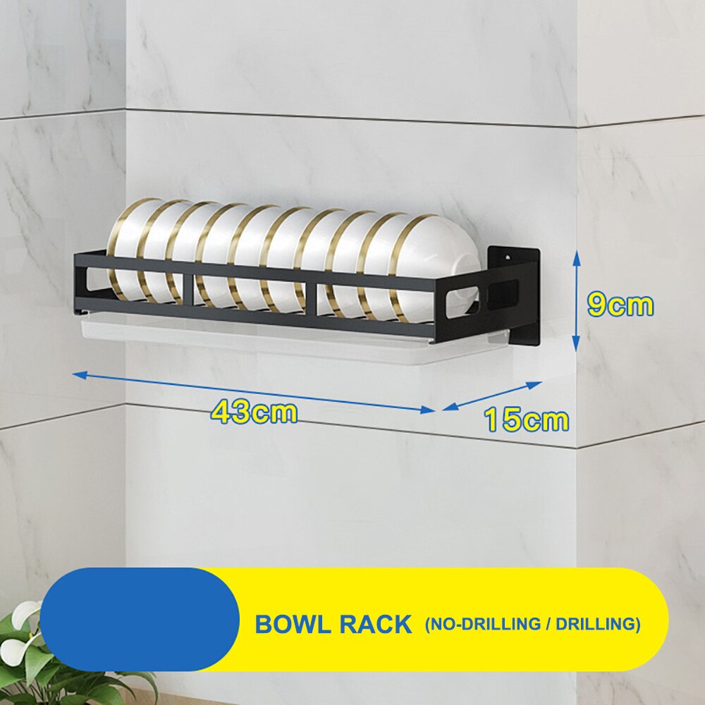 Wall-Mount Spice Racks stainless Kitchen Organizer Storage Shelves Spoon Hanger Hook Kitchen Gadgets Accessories Supplies: Bowl Rack