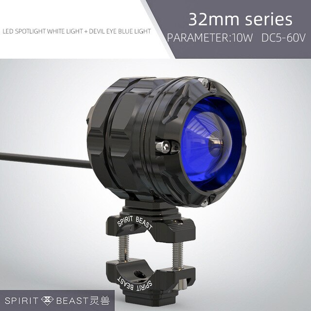 Spirit Beast-L7 Universal Motorcycle LED Spotlight 10W High Brightness Spot Light Motorbike External Flashing Auxiliary Lamp