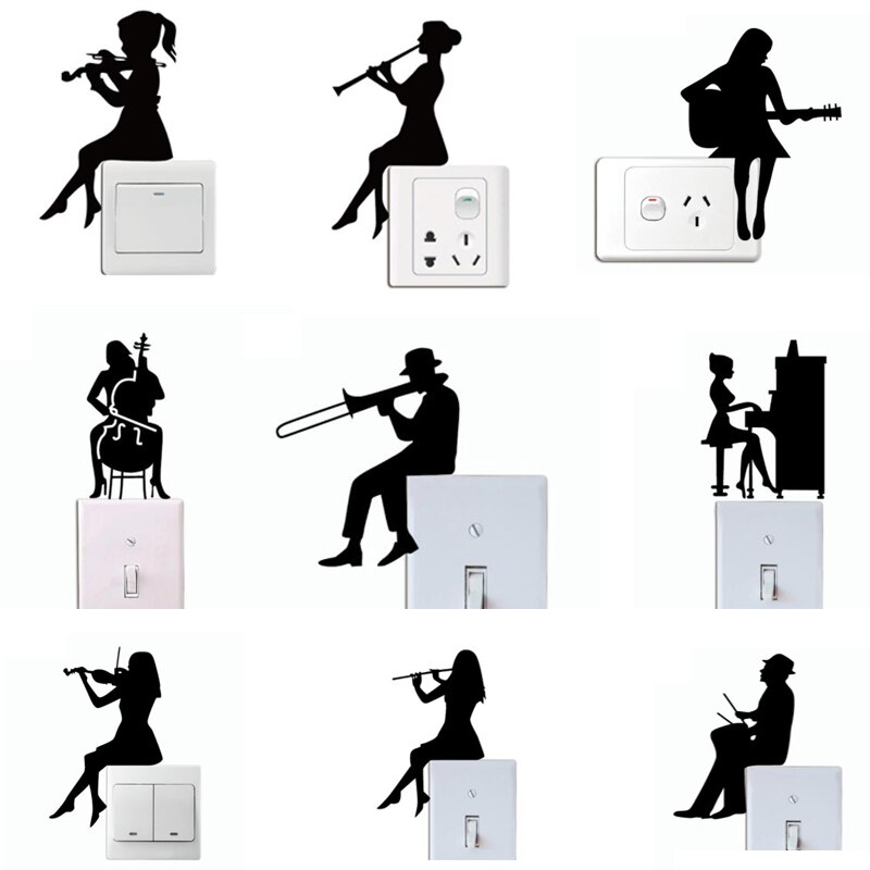 Cartoon Cats Playing On A Light Switch Wall Sticker Vinyl Mural Art Decal Kids Room Home Decor Animals Stickers #0615