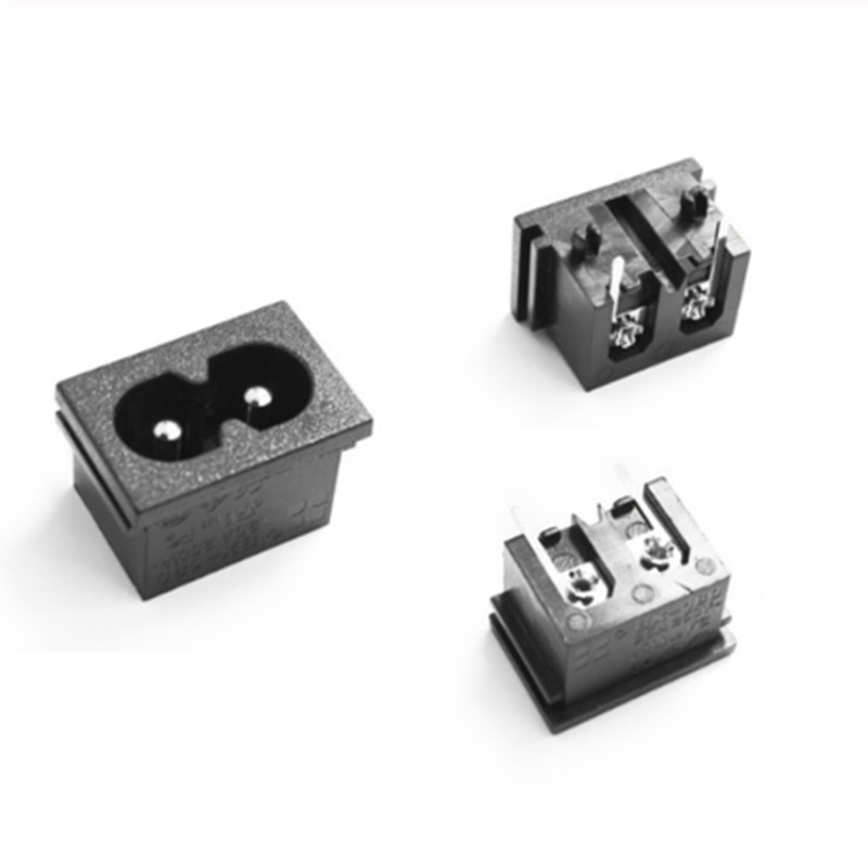 10Pcs AC 250V 2.5A Right Angle Black Male Plug IEC320 C8 Power Socket Connector