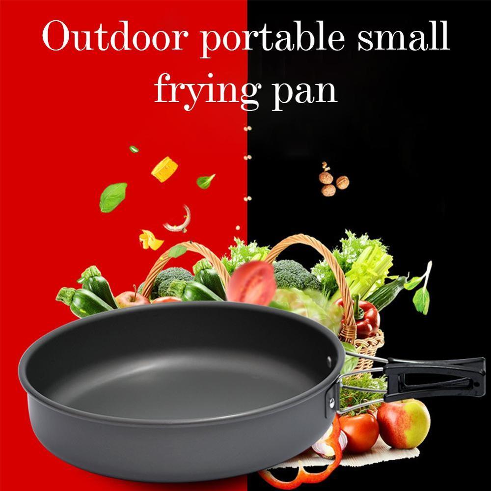 Outdoor Draagbare Pan Kleine Koekenpan Camping Picknick Koken Kookgerei Non-stick Pan Gebruiksvoorwerpen Camping Servies L0C4