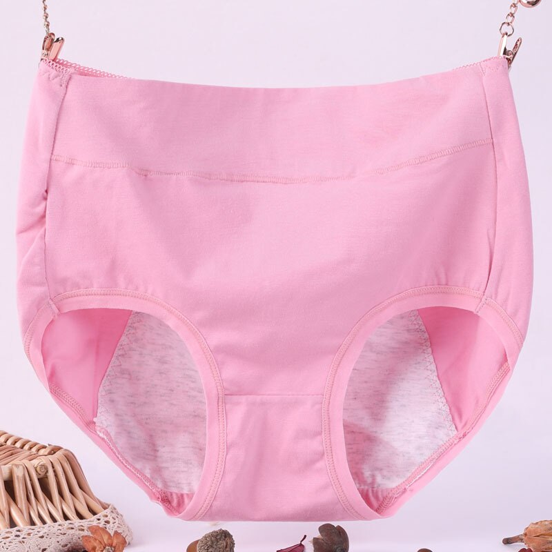6XL 115kg grande taille grosse femmes sous-vêtements physiologiques menstruel étanche pur coton taille haute hygiénique Lingerie culotte: M / Bleu
