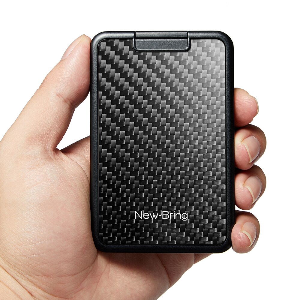 Slide Card Holder Slim Wallet Card Case With Carbon Fiber RFID Blocking Men Women Male Female