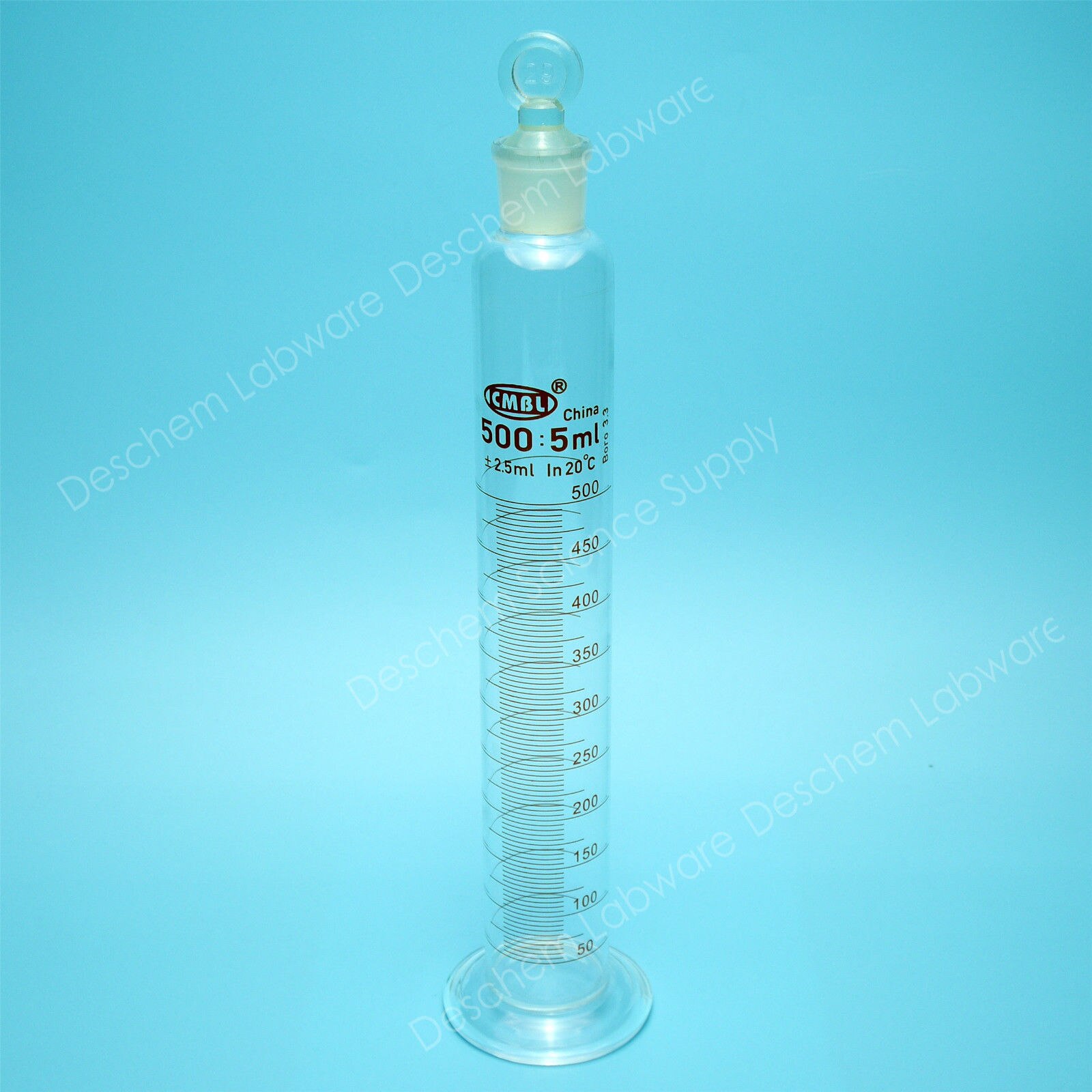 500ml Glass Measuring Cylinder Ground Joint W/Stopper,Lab Chemistry Glassware