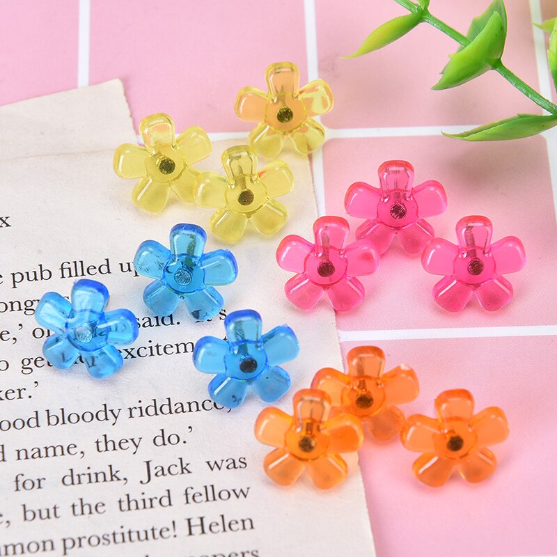 Chinchetas decorativas en forma de flor y estrellas para tablones de anuncios de corcho, chinchetas de pulgar, suministros para el hogar y la Oficina, 12 Uds.