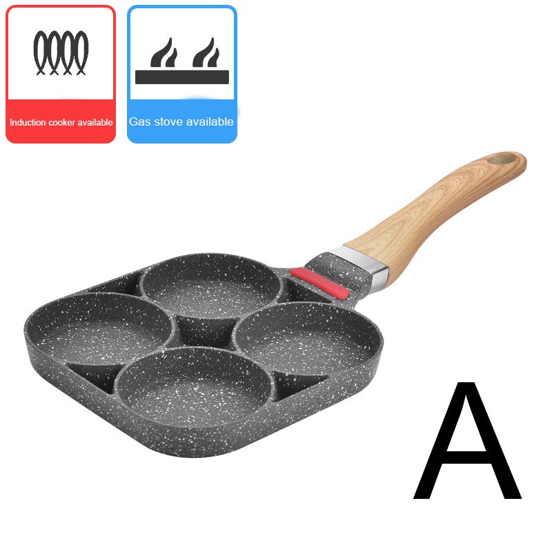 4 Hole Fried Egg Burger Pan Fried Egg Pan Pancake Frying Pan Egg Cooker Gas Stove B1: gas and induction
