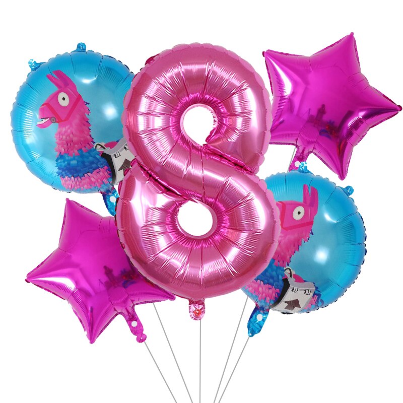 5Pcs Cartoon Pinata Videro Game Folie Ballon Cartoon Dier Alpaca Lama Ballon Bruiloft Baby Shower Verjaardag Party Decor Globos: Donker Kaki